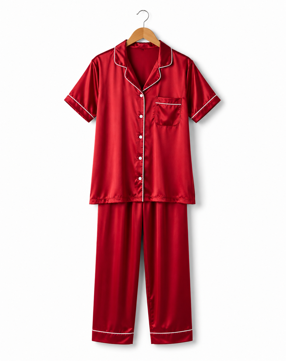 Ruby Red Luxe Satin Pajama Set