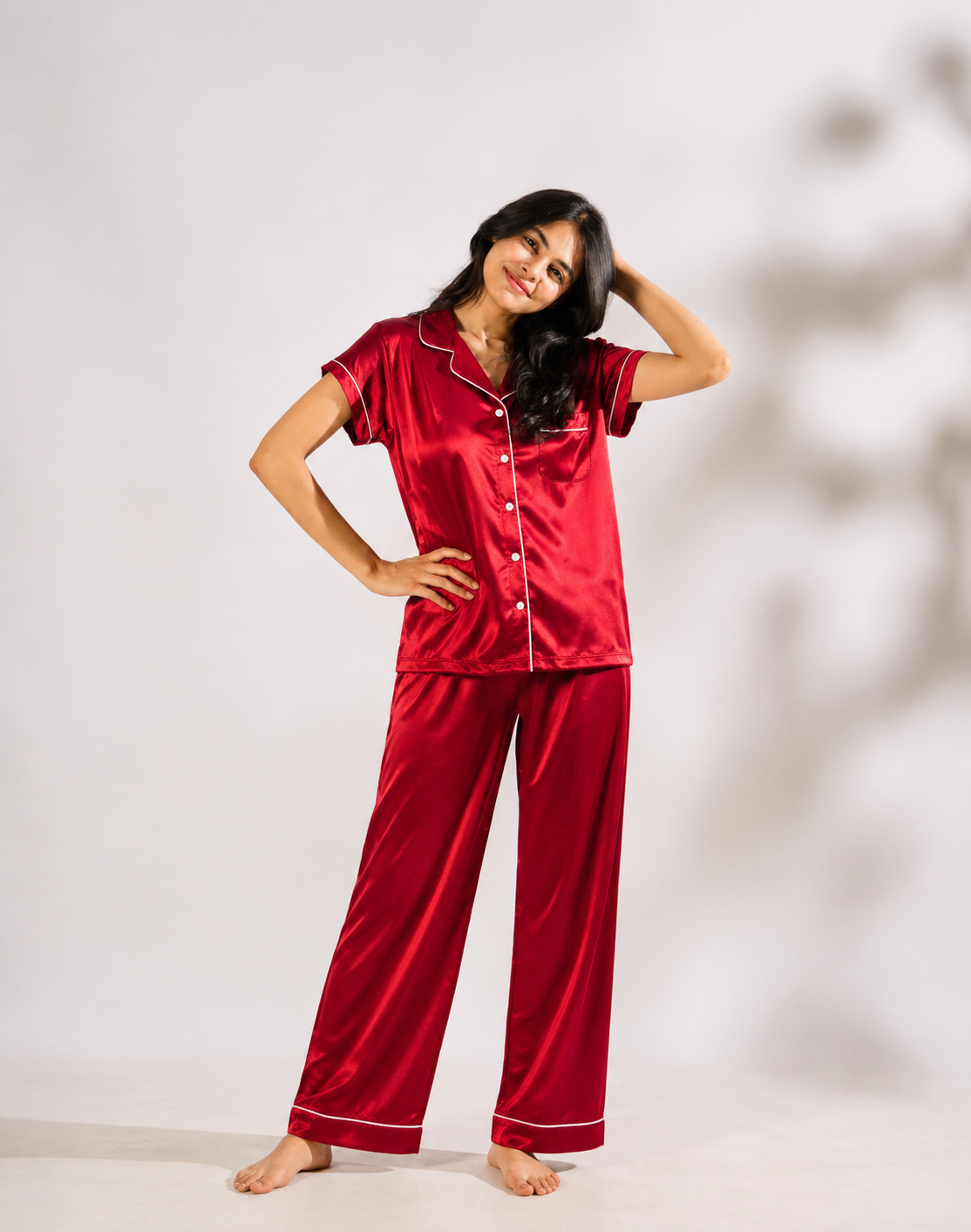 Ruby Red Luxe Satin Pajama Set