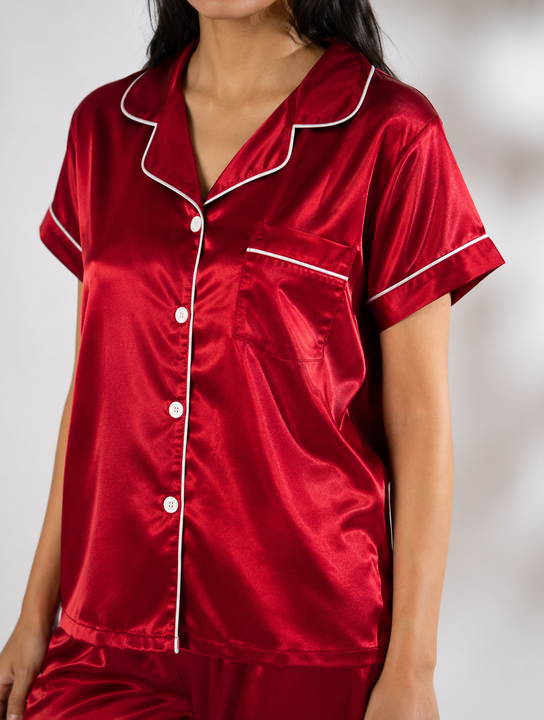 Ruby Red Luxe Satin Pajama Set