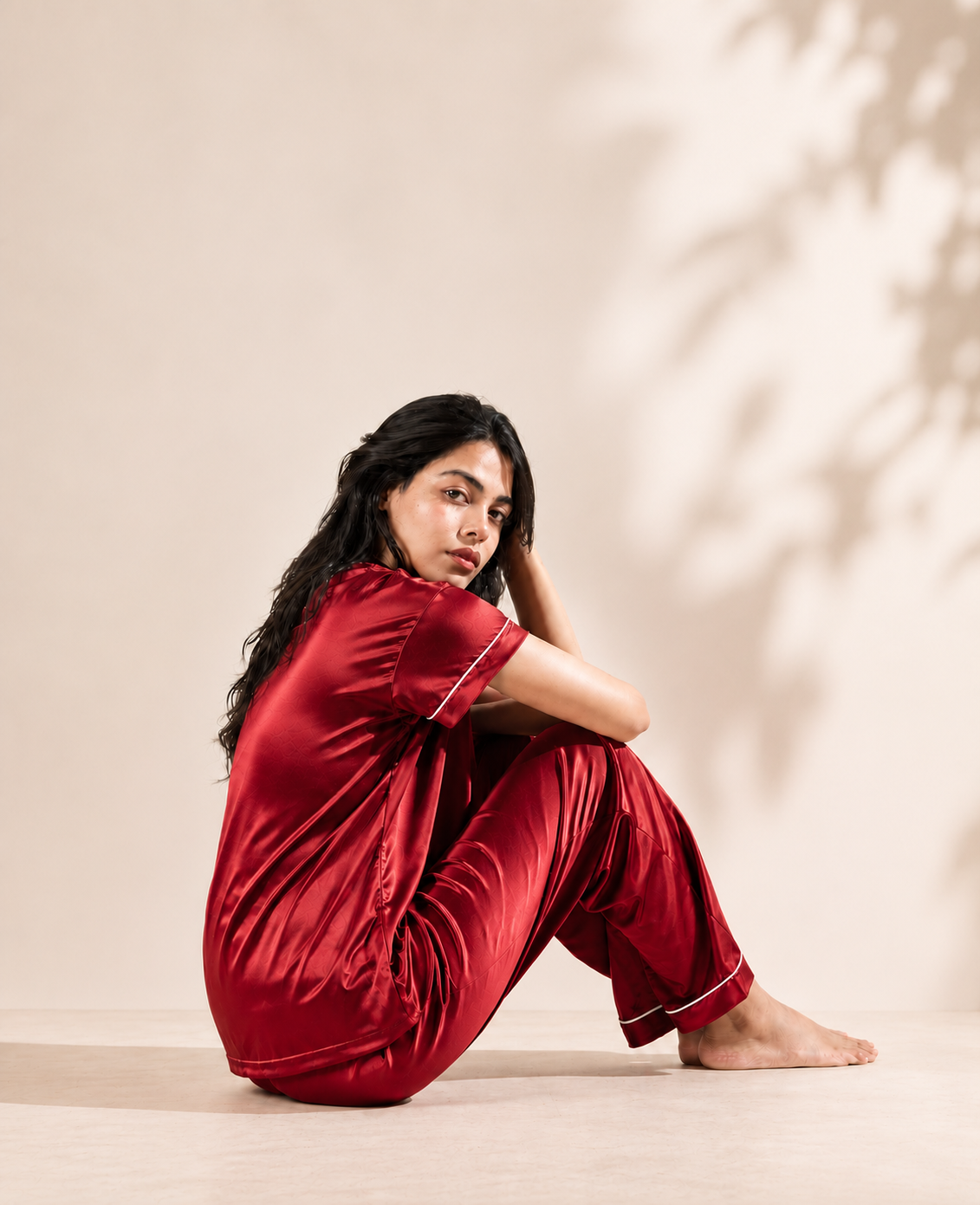 Ruby Red Luxe Satin Pajama Set