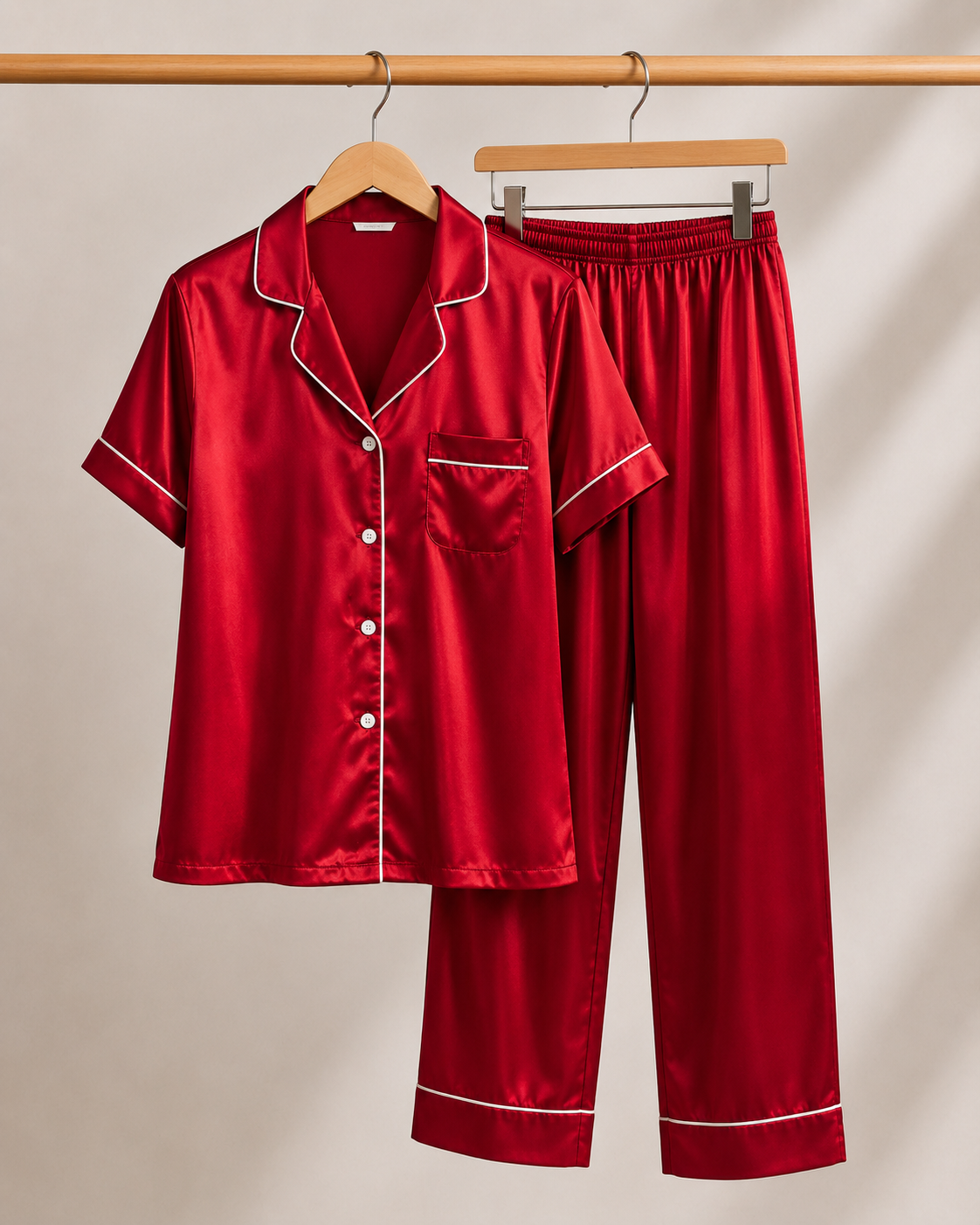 Ruby Red Luxe Satin Pajama Set